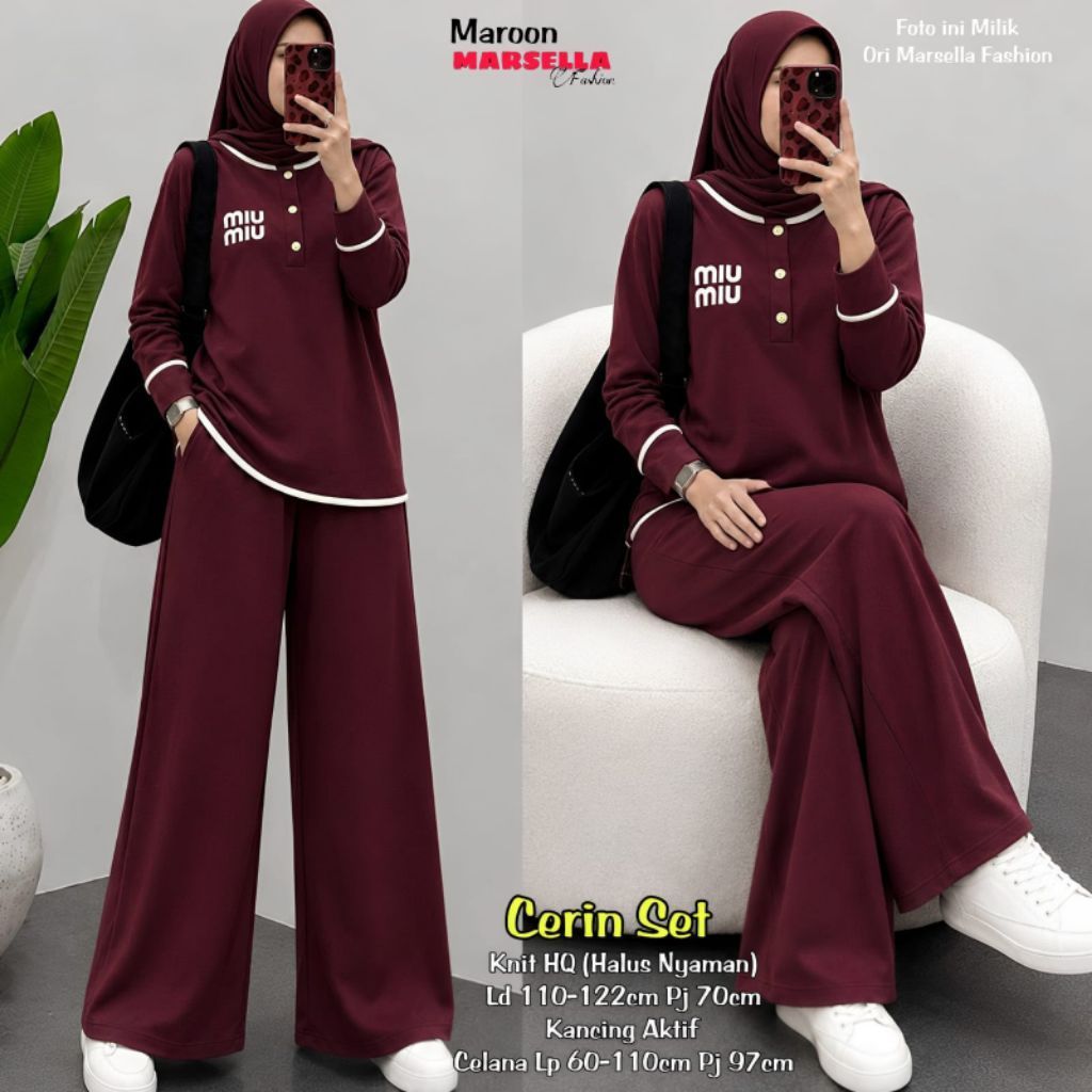 Damelia setelan kaos wanita terbaru cerin one set knit wanita