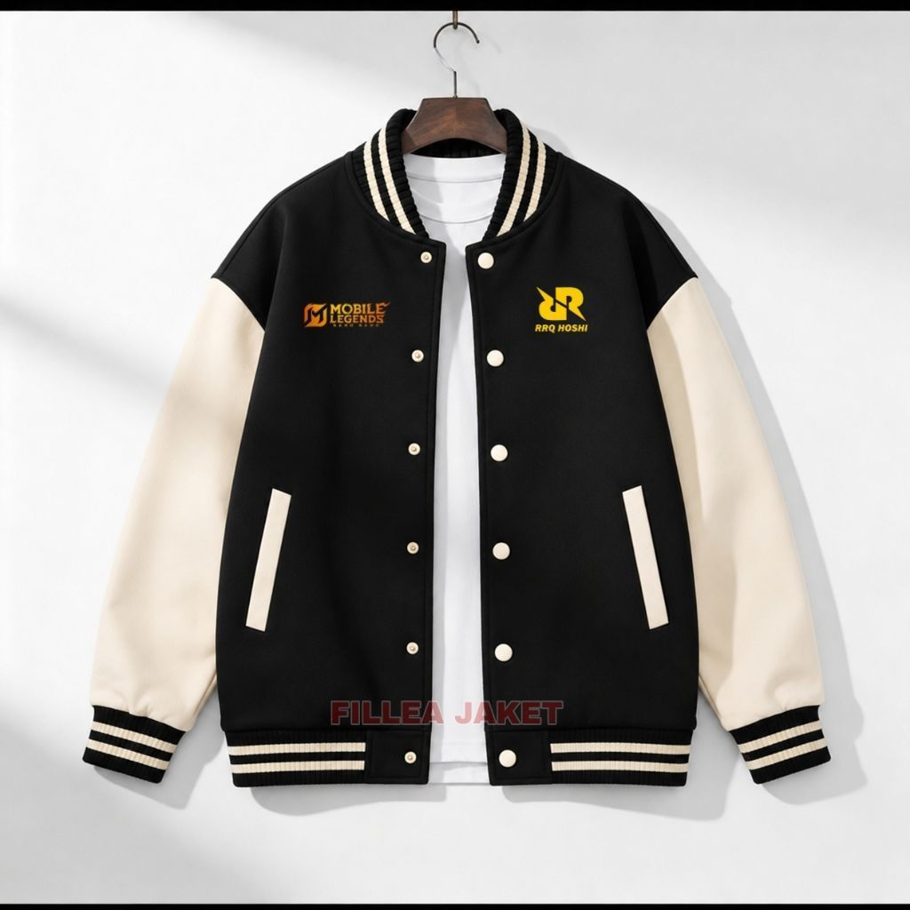 Jacket Varsity Baseball RRQ Hoshi | Mobile Legends - Jacket varsity Baseball kancing Resleting RRQ H