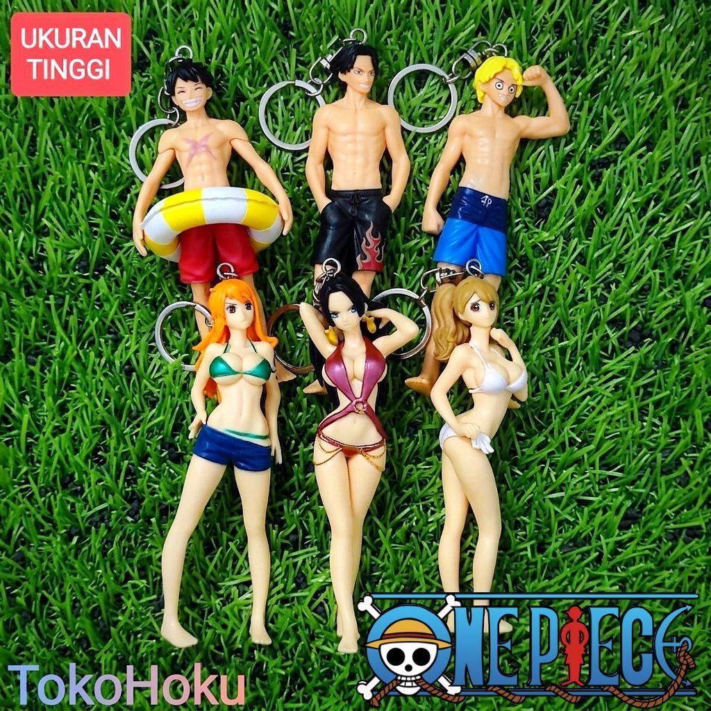 Gantungan Kunci One Piece Pantai Bikini Action Figure Anime Keychain