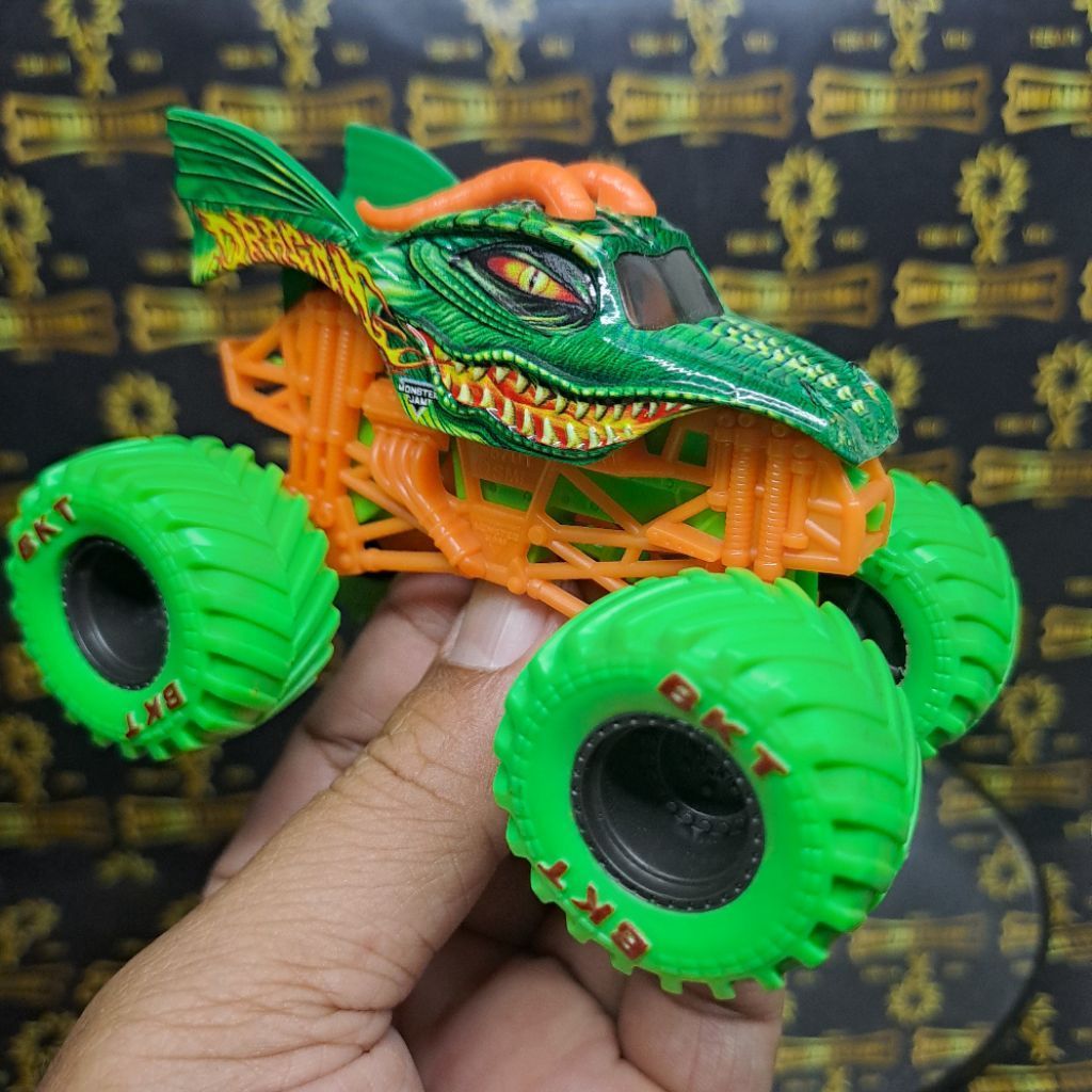 99% LOOSE MONSTER JAM LOOSE MONSTER JAM DRAGON GREEN ORANGE MONSTER JAM 1:64 MONSTER JAM KOLPRI KOND