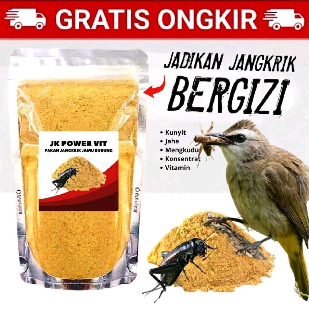 Pakan Jangkrik JK Power VIT Jamu Burung Kunyit Jahe Mengkudu Vitamin Trucukan