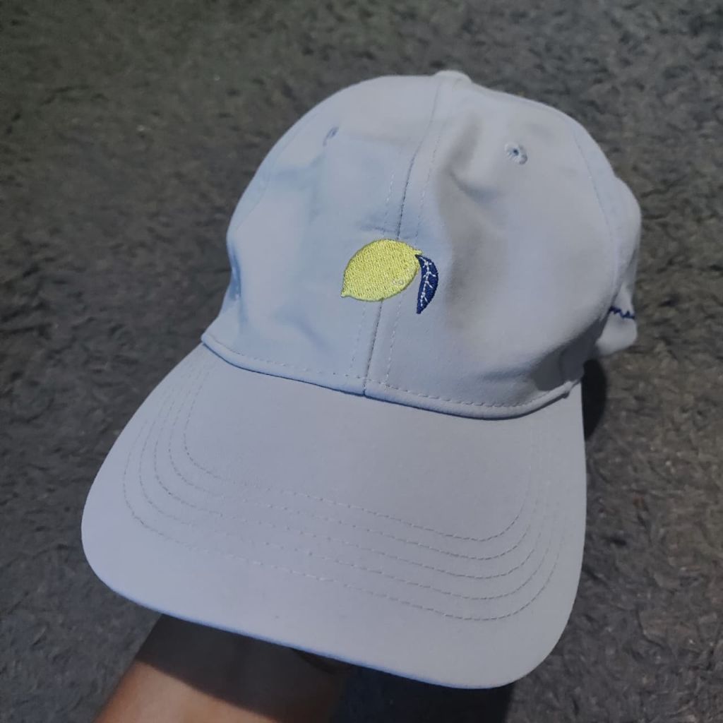 Preloved Topi Baseball Cap Miniso Lemon Warna Biru Muda Pastel