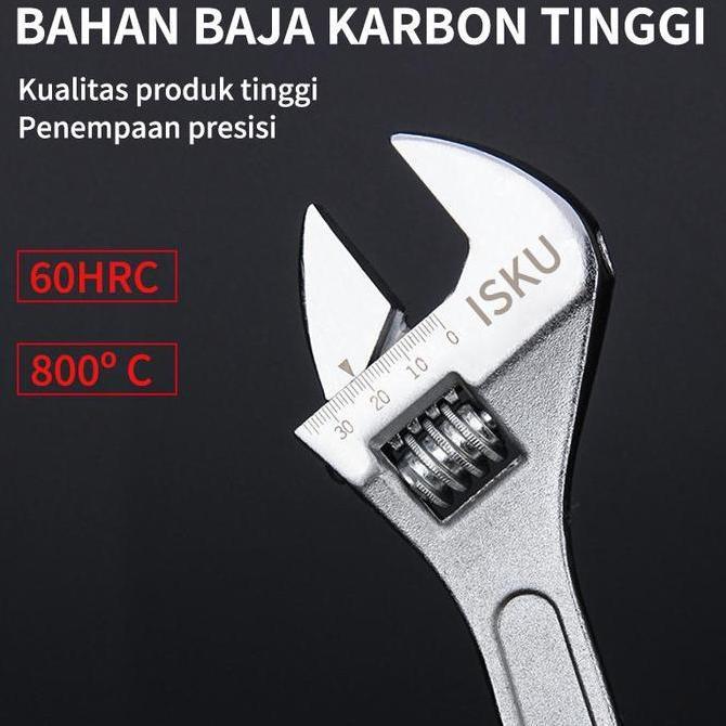 ISKU Kunci Inggris 8"-12'' / Tools- Alat Perkakas Adjustable Wrench logam
