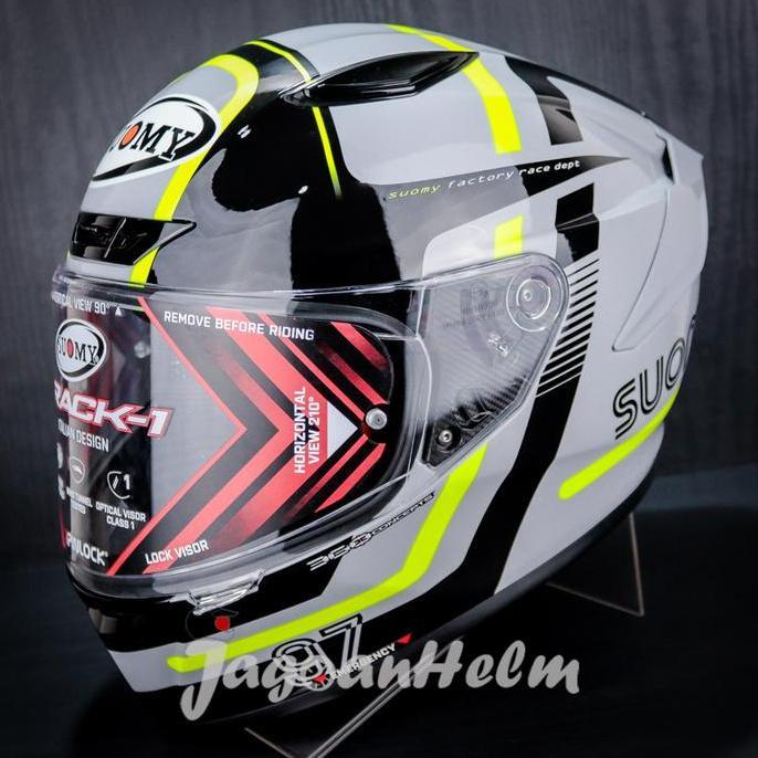 SUOMY HELM TRACK1 NINETY SEVEN | GREY YELLOW | TRACK 1 SINGLE VISOR - Motorcycle