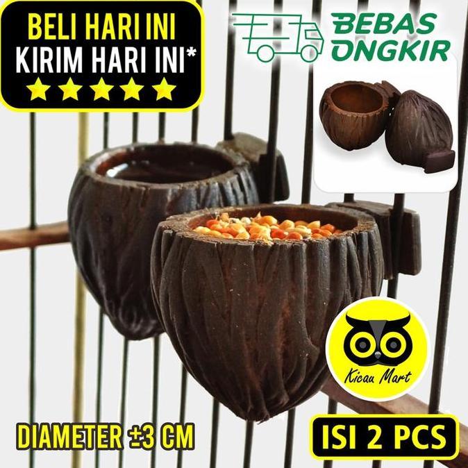 Wadah Pakan Burung Cepuk Aren 2 Pcs Wadah Tempat Pakan Makanan Minum Burcil Burung Kecil Burung Koli
