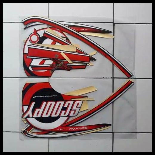 BEST DEAL (ORI) STRIPING STICKER BODY HONDA SCOOPY FI 2015 2016 HITAM PUTIH 