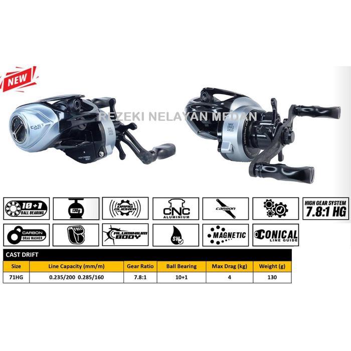 Reel Baitcasting G-TECH Cast Drift 71HG / Reel BC G-TECH Super Ringan