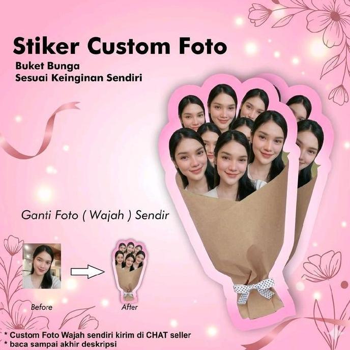 (Best) [3pcs] Custom Stiker Foto Bucket Bunga | Free Desain Custom Foto Kalian Sendiri