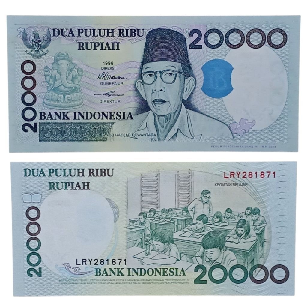 Uang Kuno 20000 Rupiah tahun 1998 Ki Hajar Dewantara, UNC