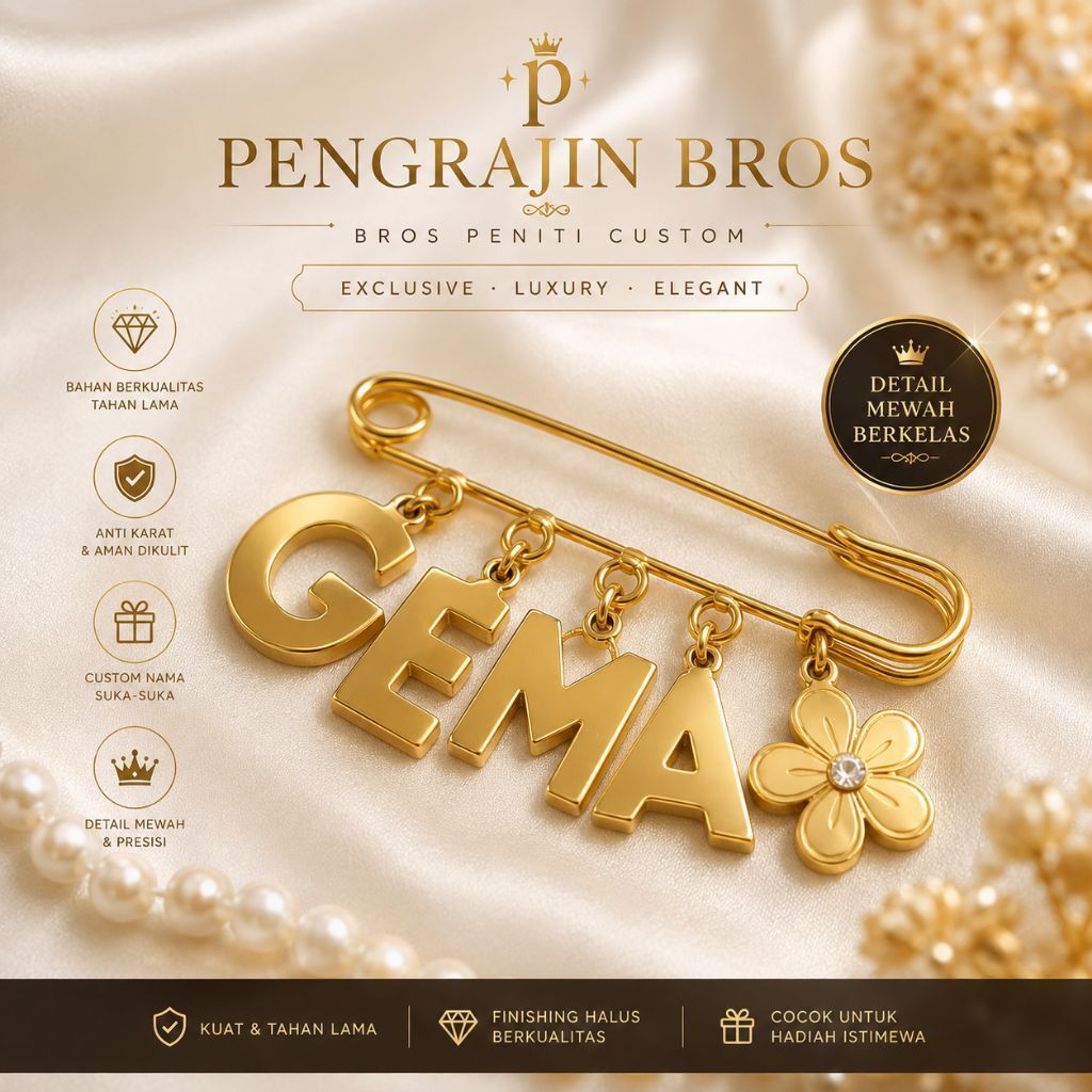 Bros nama custom Bros titanium lapis Emas Bros custom