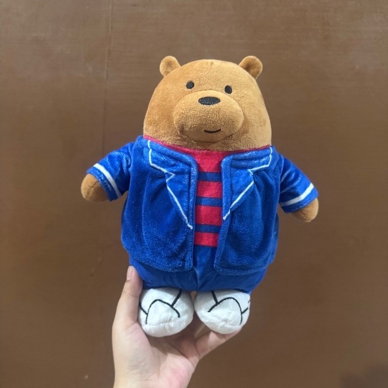 Boneka Karakter Grizzly kostum Biru size 27cm Original / Boneka Grizzly We Bare Bears / Boneka We Ba