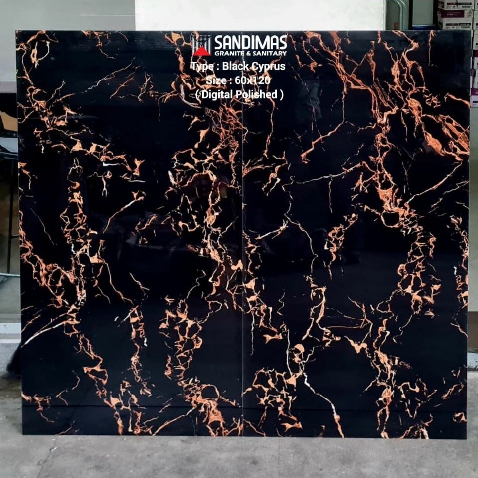Granit 60x120 Black Cyprus Glossy Sandimas