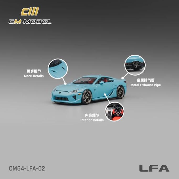 CM64-LFA-02 - 1/64 CM Model Lexus LFA Baby Blue Diecast Mobil Mainan Miniatur