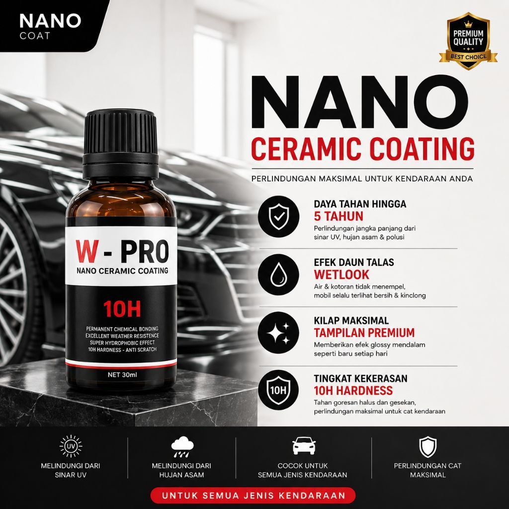 10H Nano Ceramic Coating I W-PRO 10H I NANO COATING MOBIL - PENGKILAP BODY MOBIL