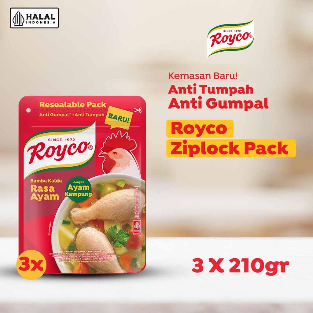 [BARU!] Royco Ziplock Pack Bumbu Kaldu Penyedap Rasa Ayam Kampung dengan Kaldu Gold Standard 210g x 