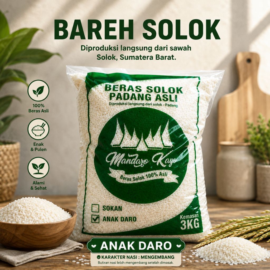 Beras Solok ANAK DARO 5kg - Bareh Solok Premium Sumatera Barat - Beras Padang