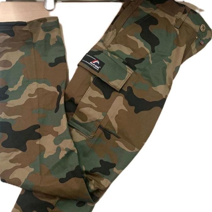Alpina celana cargo loreng langsung Katun Twill Pria