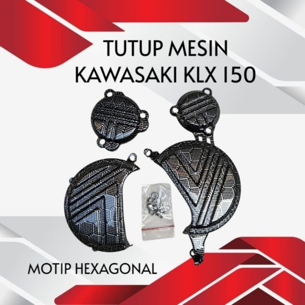TUTUP MESIN KAWASAKI 150 CARBON WTP MOTIP HEXAGONAL