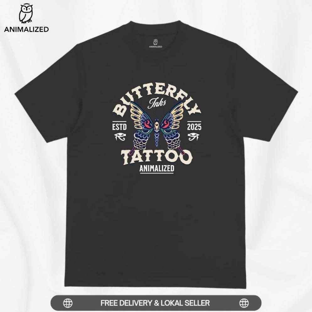 Animalized Kaos Pria Baju Kupu Kupu Butterfly Tatto
