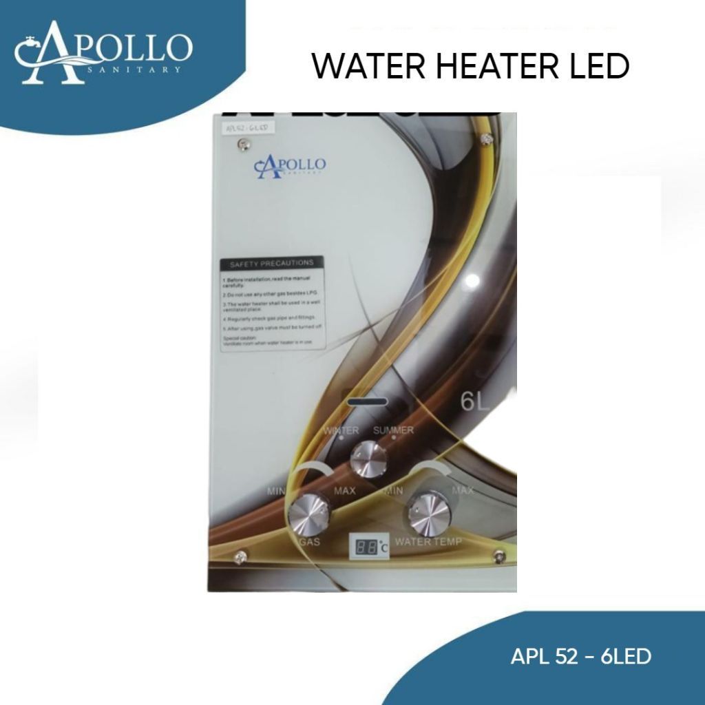 Apollo Water Heater Gas Kaca 52 6LED