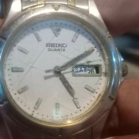 Jam Tangan Seiko Quartz Vintage 7N43 Day Date Original 2Tone Bekas