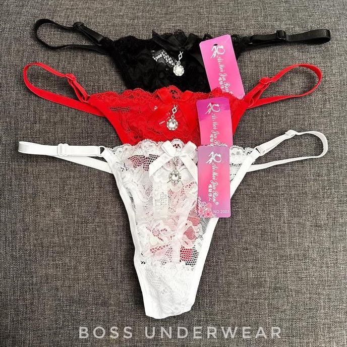 DY109 - Cd gstring sexy, celana dalam gstring hitam, lace underwear, CD katun