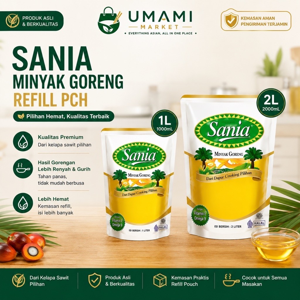 Sania Minyak Goreng Refill PCH 1L & 2L 1000ml 2000ml
