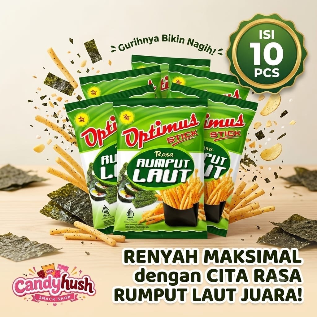 Optimus Stick Rumput Laut Isi 10 Pcs | Snack Stik Rasa Rumput Laut
