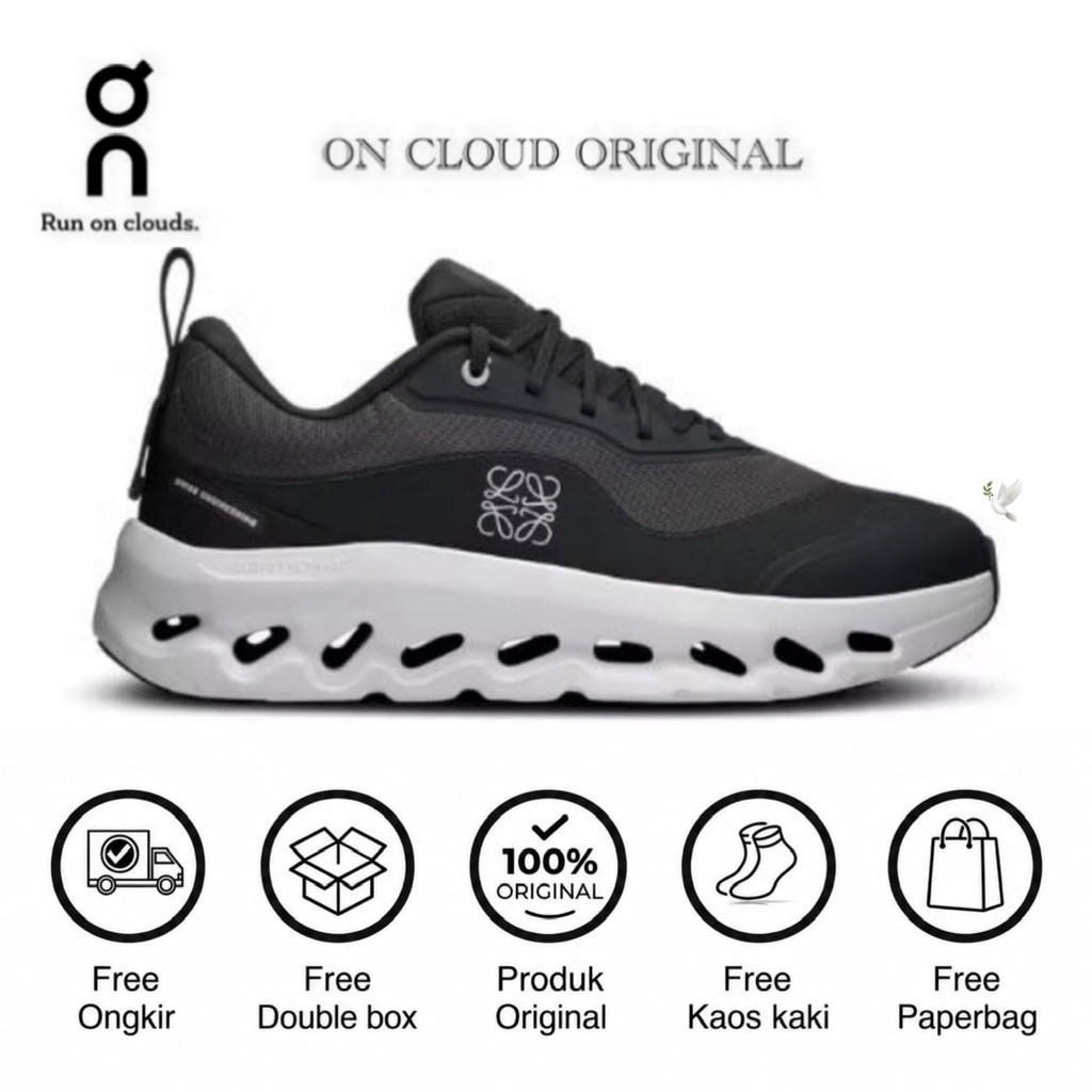 sepatu running on cloudtilt x loewe2.0 all black (free topi on cloud & kaos kaki on cloud