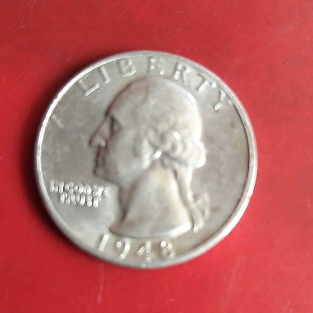 Koin Washington Quarter 1948 Liberty Silver USA, koin asli perak