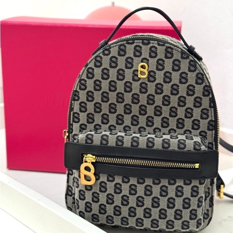PRELOVED BUTTONSCARVES MONOGRAM BACKPACK BLACK-TAS RANSEL MONOGRAM BUTTONSCARVES