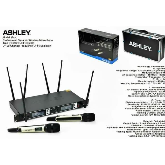 Marshal- Mic Wireless Ashley Pro 1 Handheld Pp 6Antena Merah
