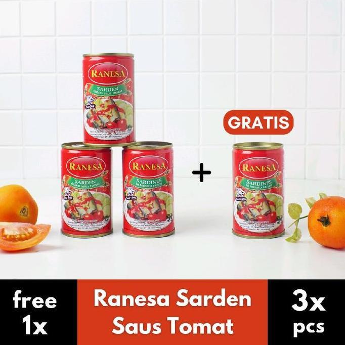 (Buy 3 (155gr) Get 1 sarden) RANESA Sarden saus tomat - makanan kemasan kaleng - enak dan murah seka