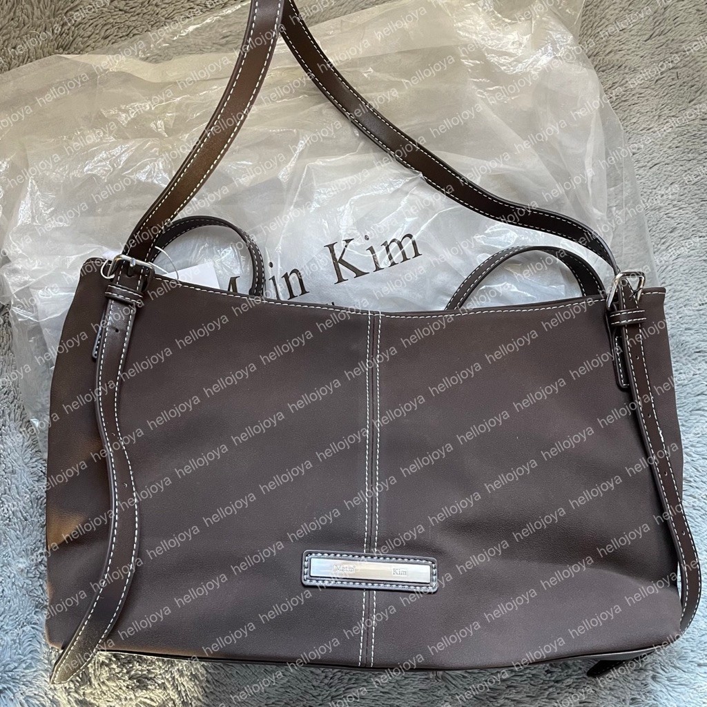 [ready stock] matin kim two way strap suede leather bag brown tote bag sling bag shoulder bag tas wa