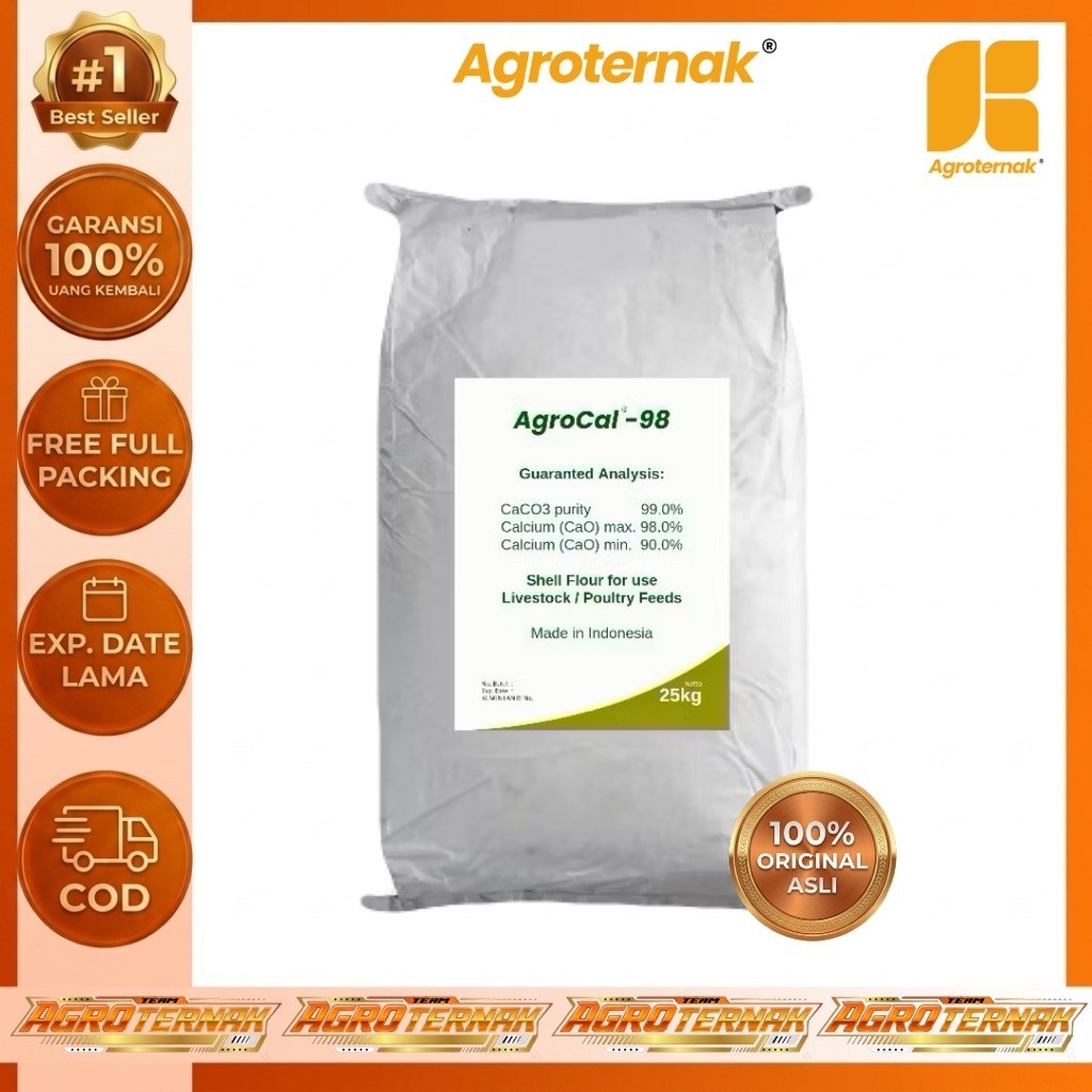 CALCIUM CARBONATE AGROCAL 98% CaCO3 25kg Mineral Makro Kalsium Karbonat Bahan Baku Premix Pakan Hewa
