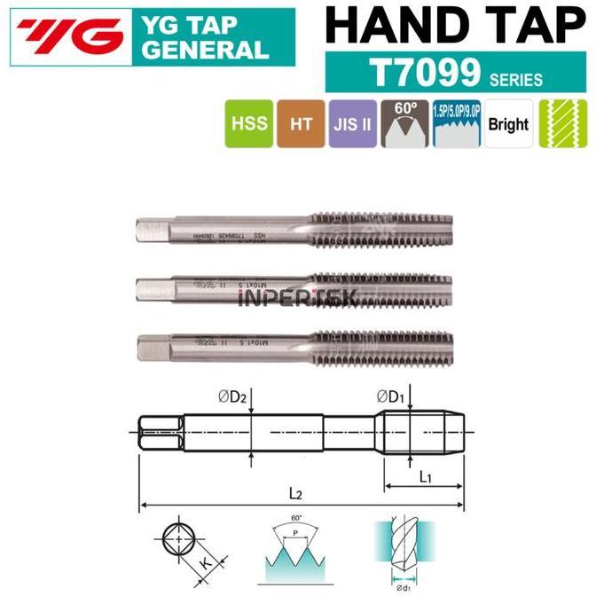 TOPFUF Hand Tap M8 YG Tap YG M8 Tap M8 HandTap YG M8 TAP Mesin Tap