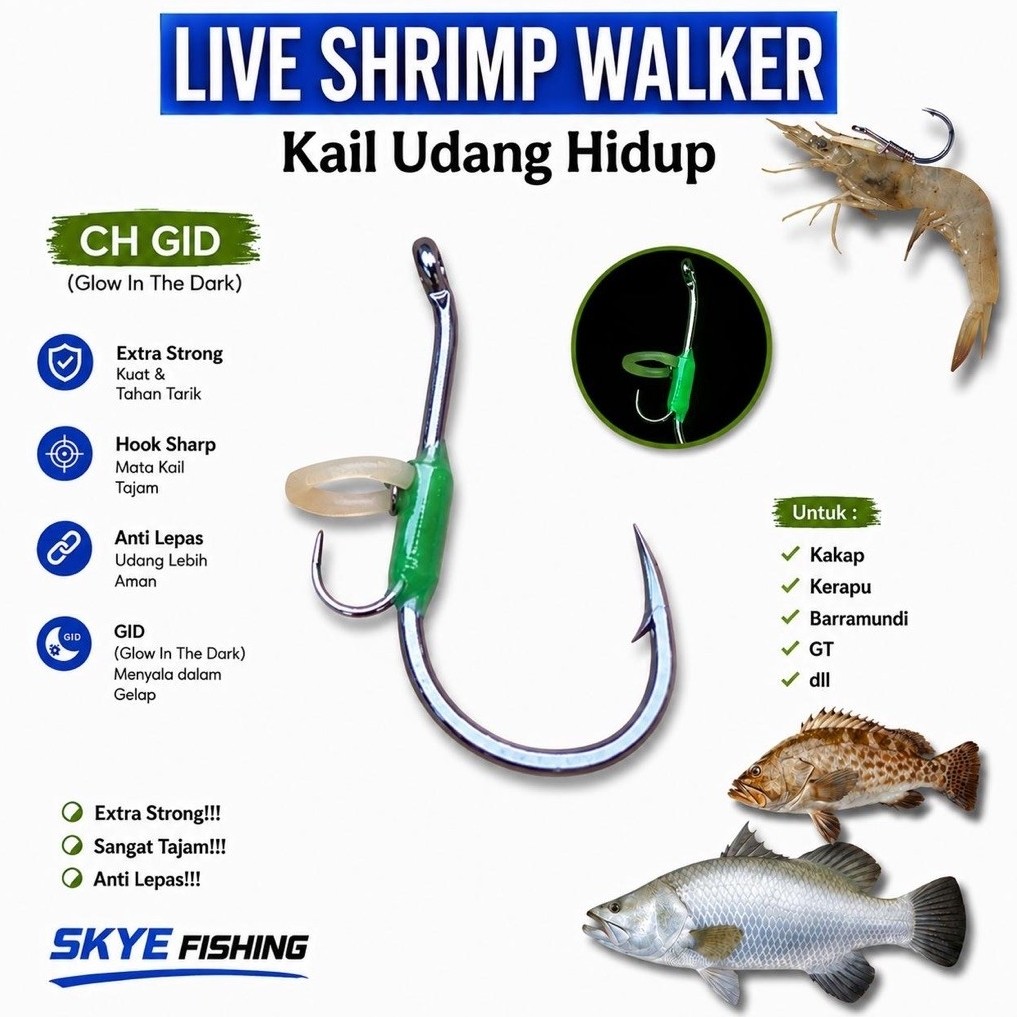 PROMO STOK TERBATAS BURUAN GID Kail Udang hidup Glow in the dark Kakap putih kerapu Baramundi mangro