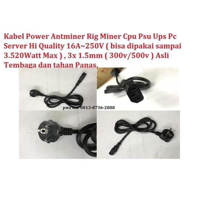 Kabel Power Antminer Rig Miner Cpu psu ups pc server Hi Quality 16A 3M