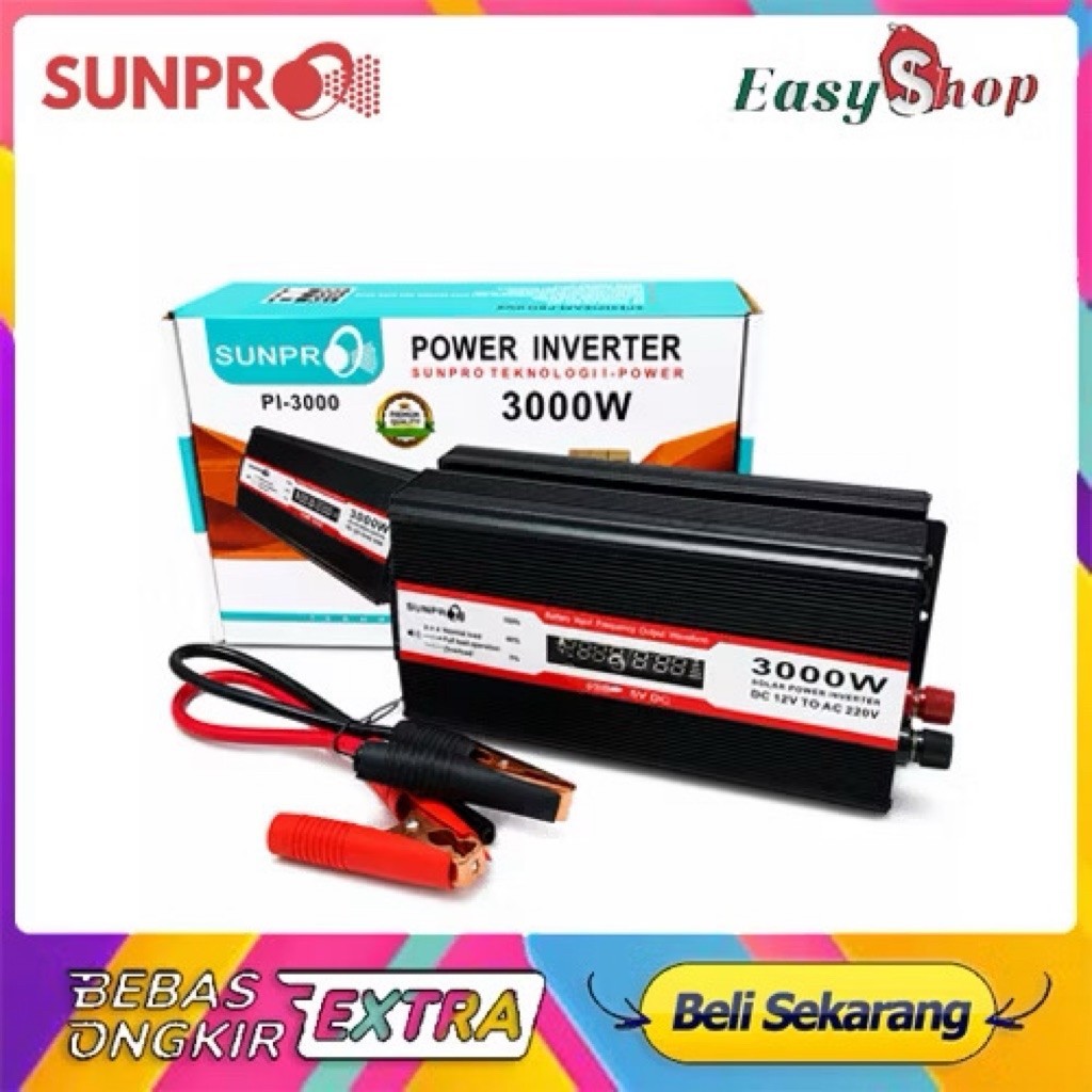 COD POWER INVERTER SUNPRO LED 3000W PI-3000 DC 12V TO AC 220V//INVERTER SUNPRO PI-3000