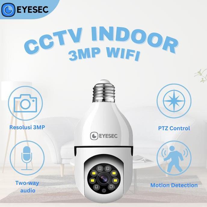 EYESEC CCTV Lampu V380 3MP Kamera CCTV Wifi Lampu CCTV 360 Derajat CCTV Murah Lampu Bohlam IP Camera