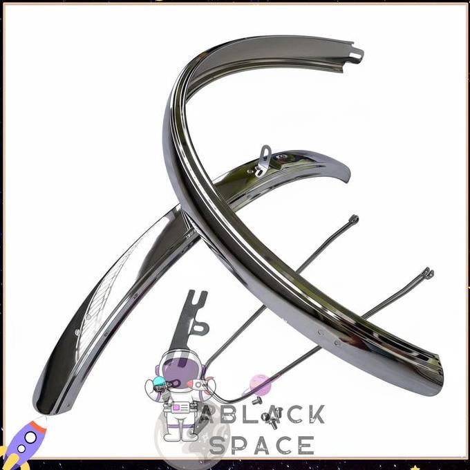 Spakbor Sepeda 26 Fullset Fender Chrome Besi Taiwan MTB Federal Citybike selebor Warna Stainless