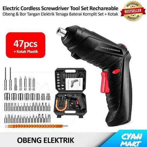 Obeng Otomatis Elektrik Bor Tangan Mini Cordless Screwdriver Tool Kit