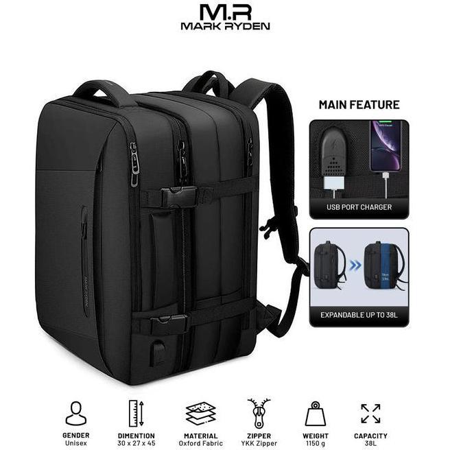 Mark Ryden Mr9299Kr Bapa Bag Usb Tas Ransel Laptop 17 Bla