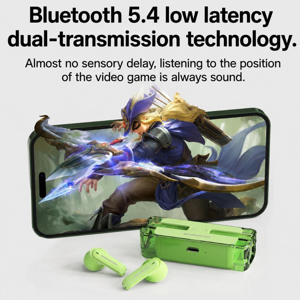 Original Monster Xkt08 Wireless Bluetooth Earphone Headset Headphone Earbuds Tws Hifi Surround