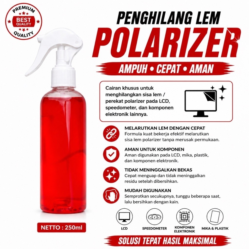 Cairan Penghilang Bekas Lem / Glue Remover Polarizer,Stiker, Mudah Digunakan [250Ml]