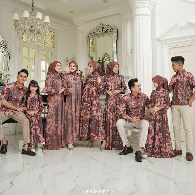 MAISADIPTHA FAMSET (PENNY RUSSET) (HIJAB DIJUAL TERPISAH) NADHEERA LUXURY TERBARU / FAMSET TERBARU /