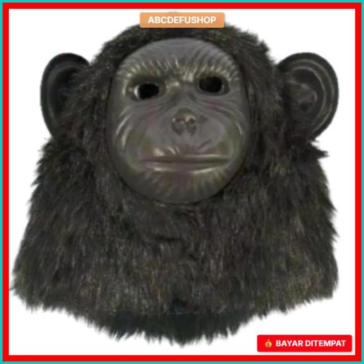 TOPENG BENTUK MONYET GORILA KINGKONG WARNA COKLAT HITAM PUTIH BAHAN HALUS - MAINAN ANAK