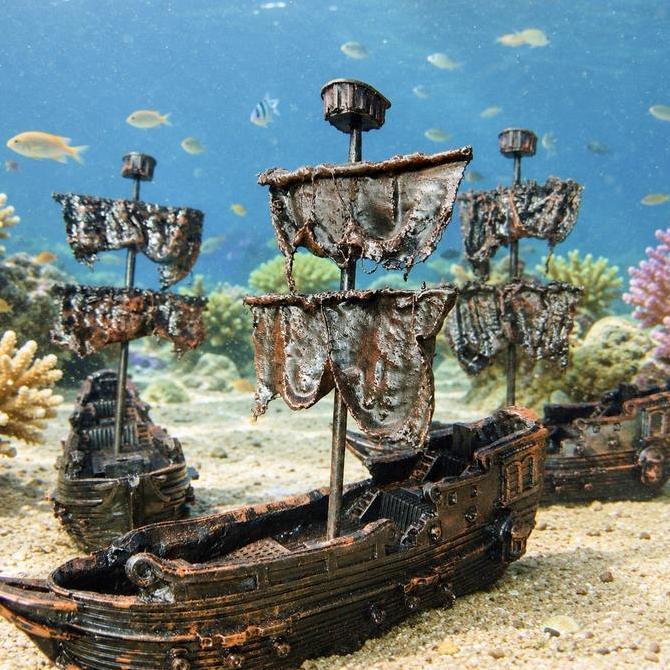 Hiasan Aquarium Kapal Karam Bajak Laut Tenggelam
