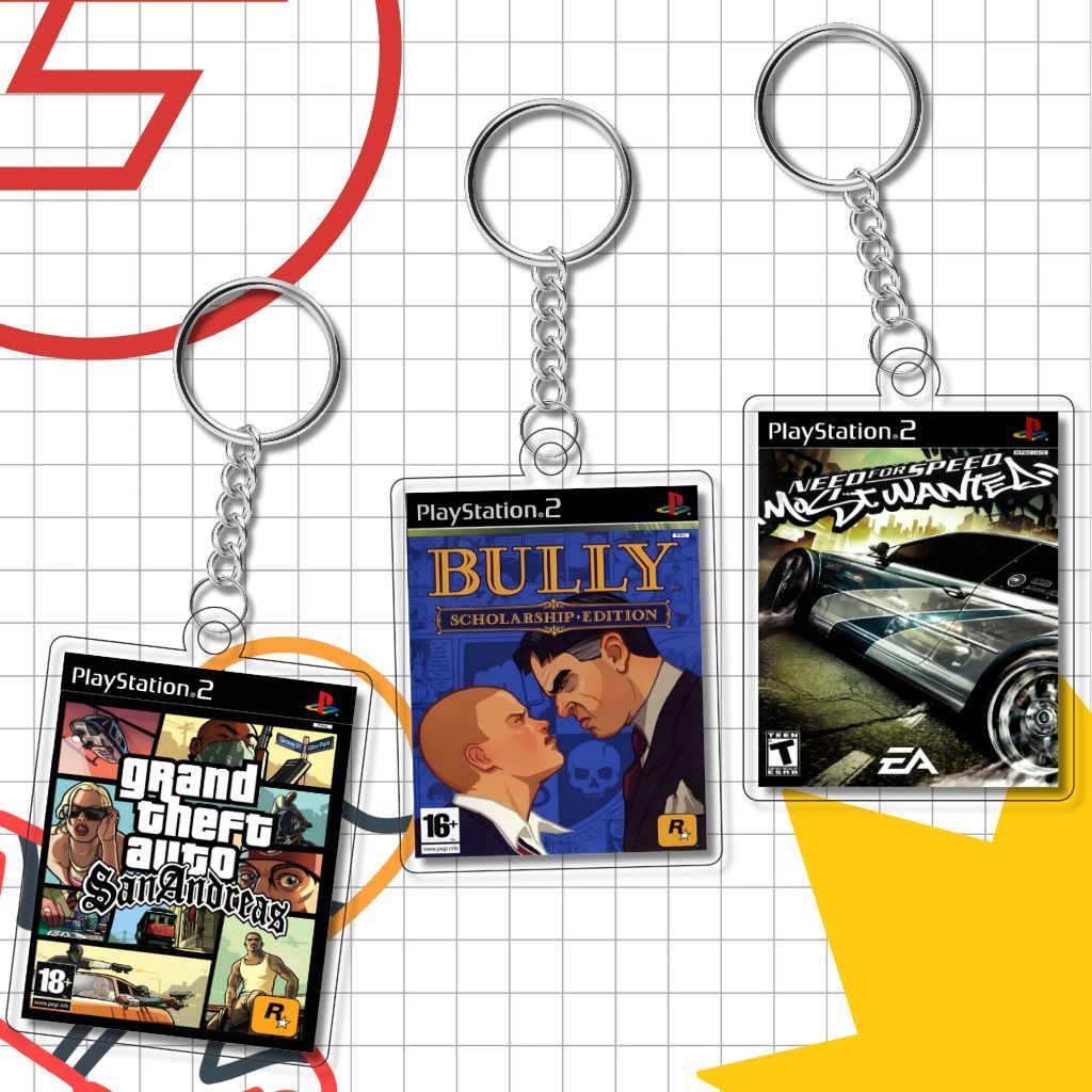 Gantungan Kunci Game PS2 Keychain Lucu Cover Dvd Game Ps2