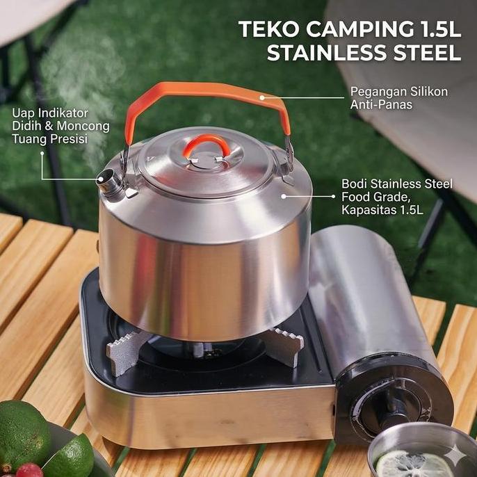 SYAHMANO Teko Camping Outdoor Teapot Kettle Stainless Steel